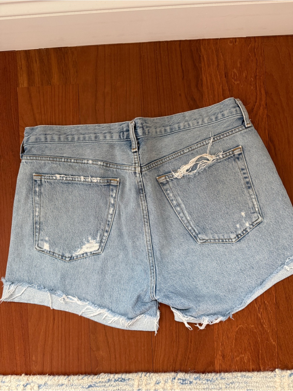 Agolde Parker Long Denim Cutoff Shorts - Picture 2 of 3